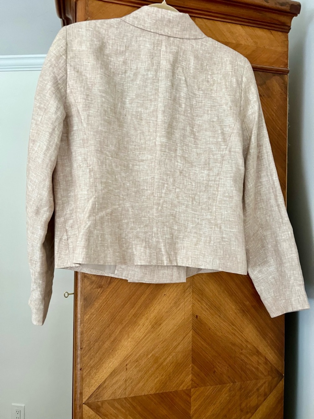Talbots Double-Breasted Cropped Linen-Blend Jacket in Beige - Picture 3 of 3